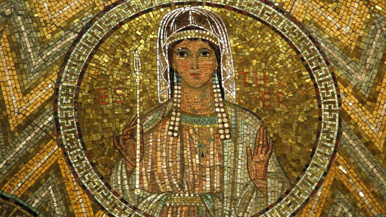 Mosaic of Esther showing how to fast according to the Bible