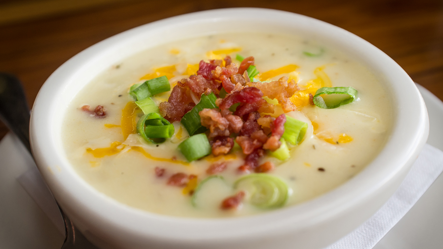 Baked Potato Soup with Cheddar and Bacon
