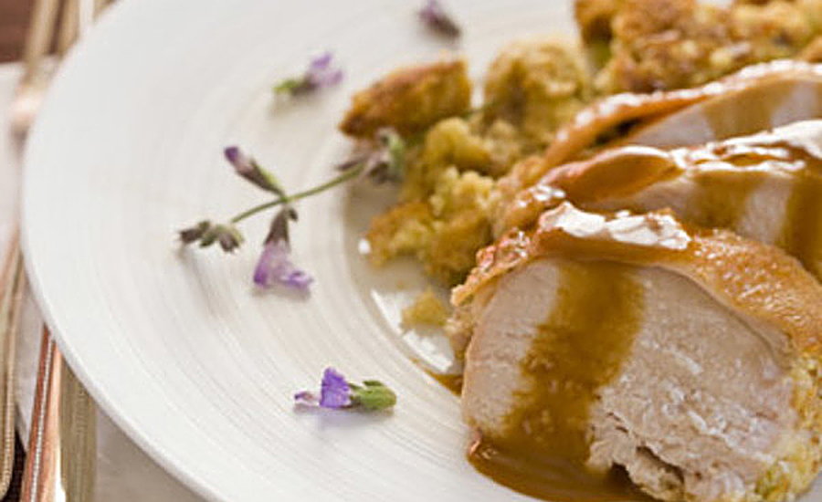 Roasted Turkey Breast with Cornbread-Sage Stuffing and Brandy Gravy